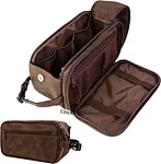 This functional PU leather toiletry travel bag has a large compartment and side pockets with additional pockets to hold all your toiletry. Equipped with elastic bands and additional mesh pockets to keep your hygiene.